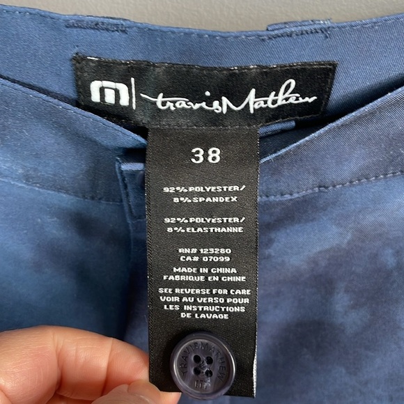 Travis Matthew Mens Dock Head Shorts Blue Black Flat Front Golf Performance 38 - Picture 8 of 11